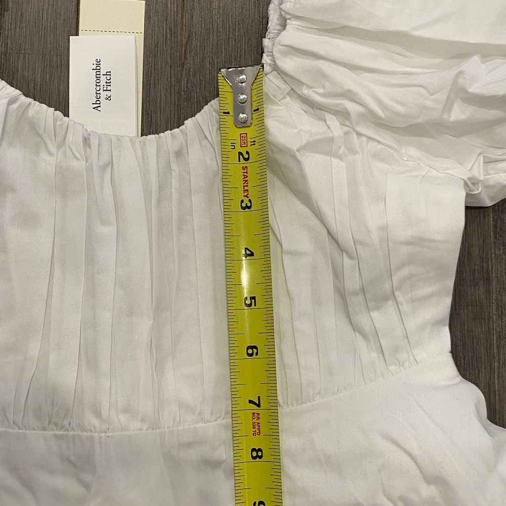 NWT Abercrombie & Fitch Ruched Puff Sleeve Mini Dress - Picture 5 of 8